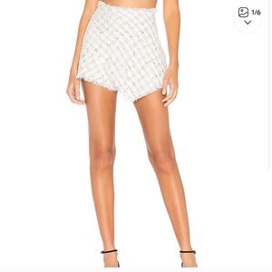 Lovers + Friends White High Waist Tweed Shorts